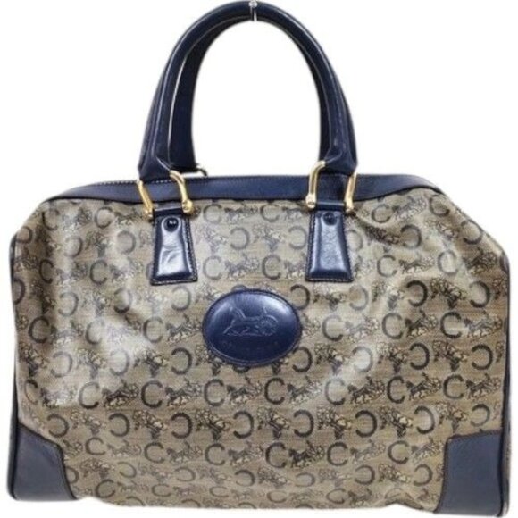 (L2) Authentic Celine Hand Bag Navy Blue PVC Luxury Vintage Designer Handbag - Picture 1 of 9